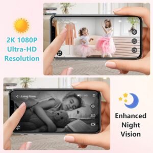 MYPIN Smart Indoor Camera: 2K Video Call, 350° Pan, Night Vision, Pet/Nanny Monitor - Image 2