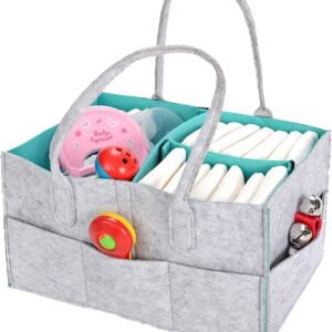 Multi-Compartment Baby Diaper Caddy Organizer with Side Pockets - Image 3