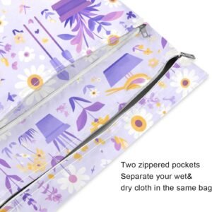 2-Pack Washable Wet Clothes Bag with Handles for Baby Travel Essentials - Image 5