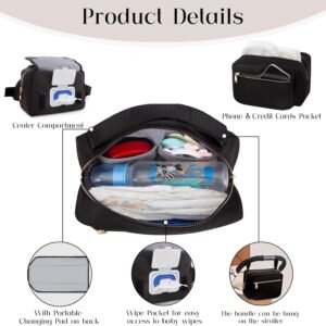 Small Diaper Bag with Changing Pad & Wipes Pocket - Women's Crossbody Travel Bag - Image 3
