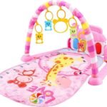 Baby Playmat Cute Kick & Play Piano Baby Play Gym 3D Design Safe Toddler Gym with Musical, Light and Ring Bell Detachable Mat Fun Piano Crawling Mat for Newborn Toddler, No Battery