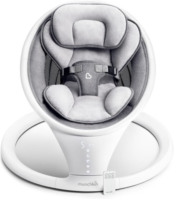 Munchkin Bluetooth Enabled Lightweight Baby Swing with Natural Sway in 5 Speeds and Remote Control