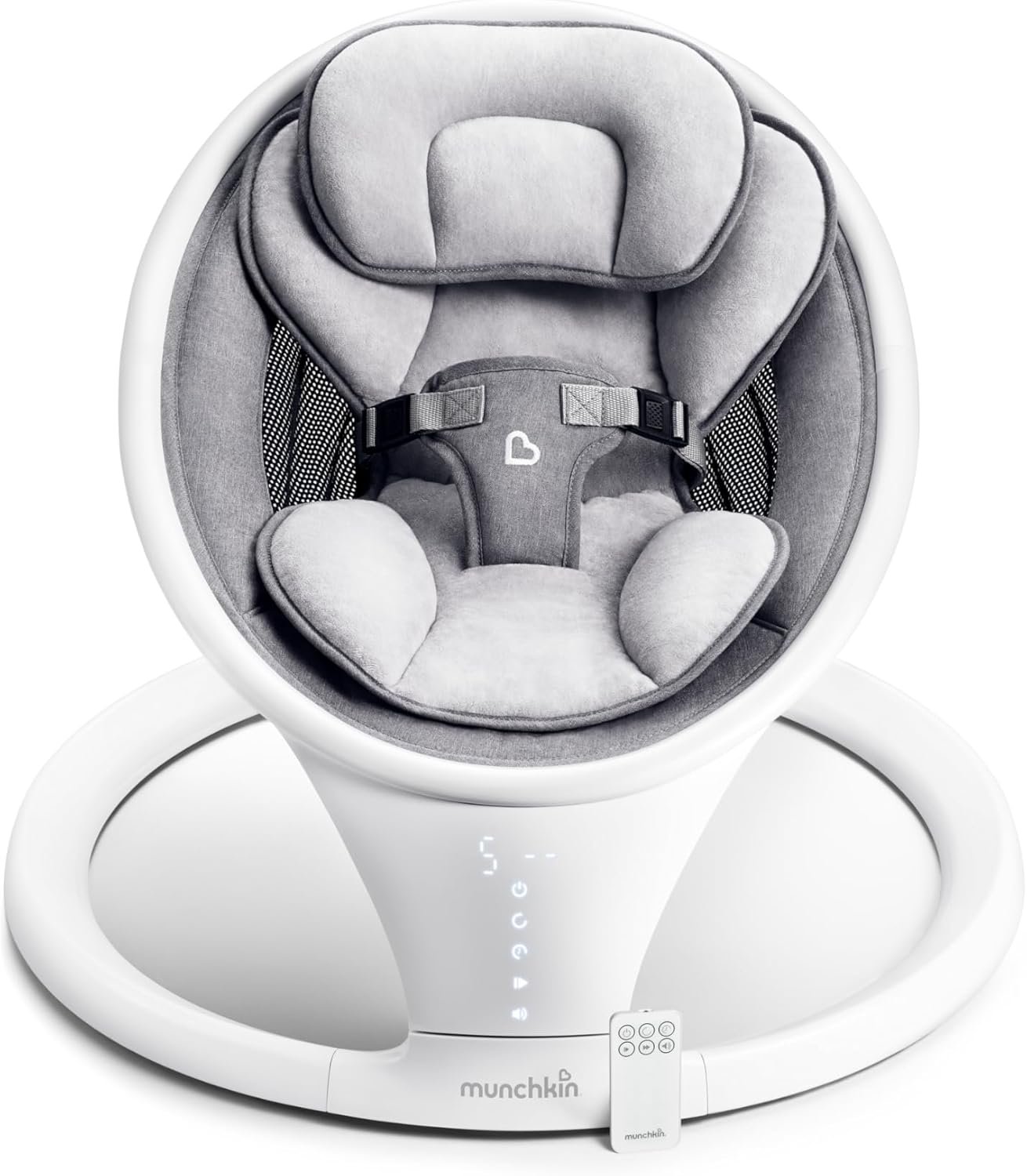 Munchkin Bluetooth Enabled Lightweight Baby Swing with Natural Sway in 5 Speeds and Remote Control