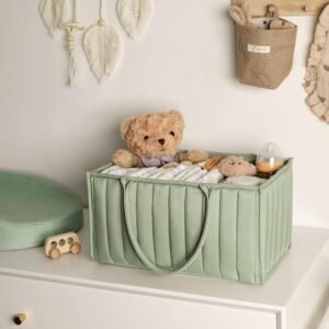 Baoswi Diaper Caddy Organizer - Stylish Green Nursery Storage Basket - Image 8