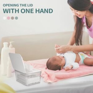 Whiidoom Baby Wipes Dispenser – Refillable Case, One-Handed, Visible (White) - Image 4
