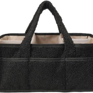 Nappy Caddy Organiser, Portable Nappy Caddy Organizer, Nursery Essentials Organiser, Nappies Caddys Essentials for Newborn, Great Shower Gifts for Mum, Boys Girls (Black)