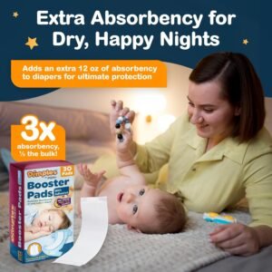 Dimples Booster Pads - 60 Count Baby Diaper Doublers with Adhesive - Image 2