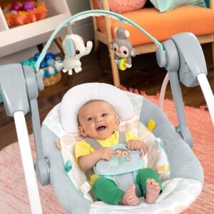 Bright Starts 6-Speed Portable Baby Swing with Music & Toy Bar - Whimsical Wild - Image 12
