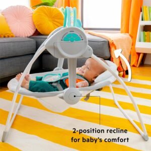 Bright Starts 6-Speed Portable Baby Swing with Music & Toy Bar - Whimsical Wild - Image 5