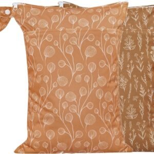 Opgroeie Wet Dry Bags with Two Zippered Pockets and Handle, Reusable Storage Bag for Breast Pump Parts & Baby Items, Waterproof Diaper Bags, Yoga Gym Bag for Swimsuits or Wet Clothes-2pcs, 11.8*15.75"