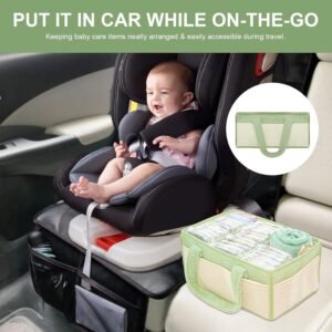 Portable Baby Diaper Caddy Organizer with Changing Mat - Blue & White - Image 7