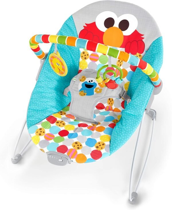 Bright Starts Sesame Street I Spot Elmo! 3-Point Harness Vibrating Baby Bouncer with-Toy bar