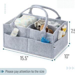 Baby Diaper Caddy Organizer - Large Grey Car & Nursery Storage Solution - Image 2
