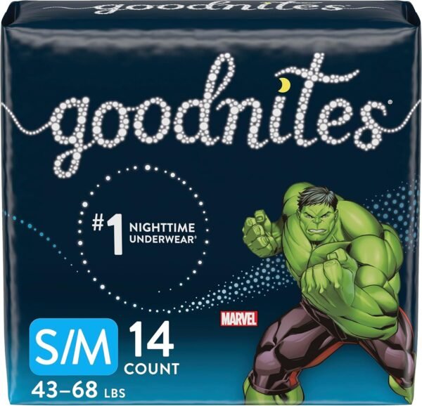 GoodNites Huggies Goodnites Training Pants, Boys Bedwetting NightTime Underwear, Size S/M, 43-68 lbs, 14 Count