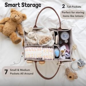 Lily Miles Baby Diaper Caddy Organizer - Neutral Nursery Storage Basket - Image 3