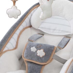 Ingenuity Plush Baby Rocker & Stationary Seat with Vibration, Easy Fold, 0-30 Mo (Bella Teddy) - Image 4