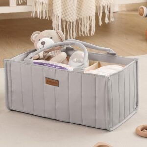 Jinrobabes Baby Diaper Caddy Organizer, Stylish Storage Basket for Diaper Station, Newborn Essentials for Baby Shower and Registry Must-Have, Nursery Storage Basket and Car organizer for Diapers