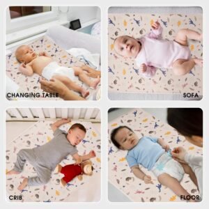 Vegan Leather Baby Changing Mat - Portable Wipeable Foldable Pad (Dinosaur, 20"x28") - Image 4