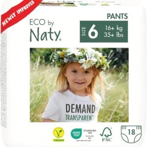 Eco by Naty Pull Ups - Hypoallergenic and Chemical-Free Training Pants, Highly Absorbent and Eco Friendly Pull Ups for Boys and Girls - Size (6) 4T-5T (35+ lbs) – 18 Count