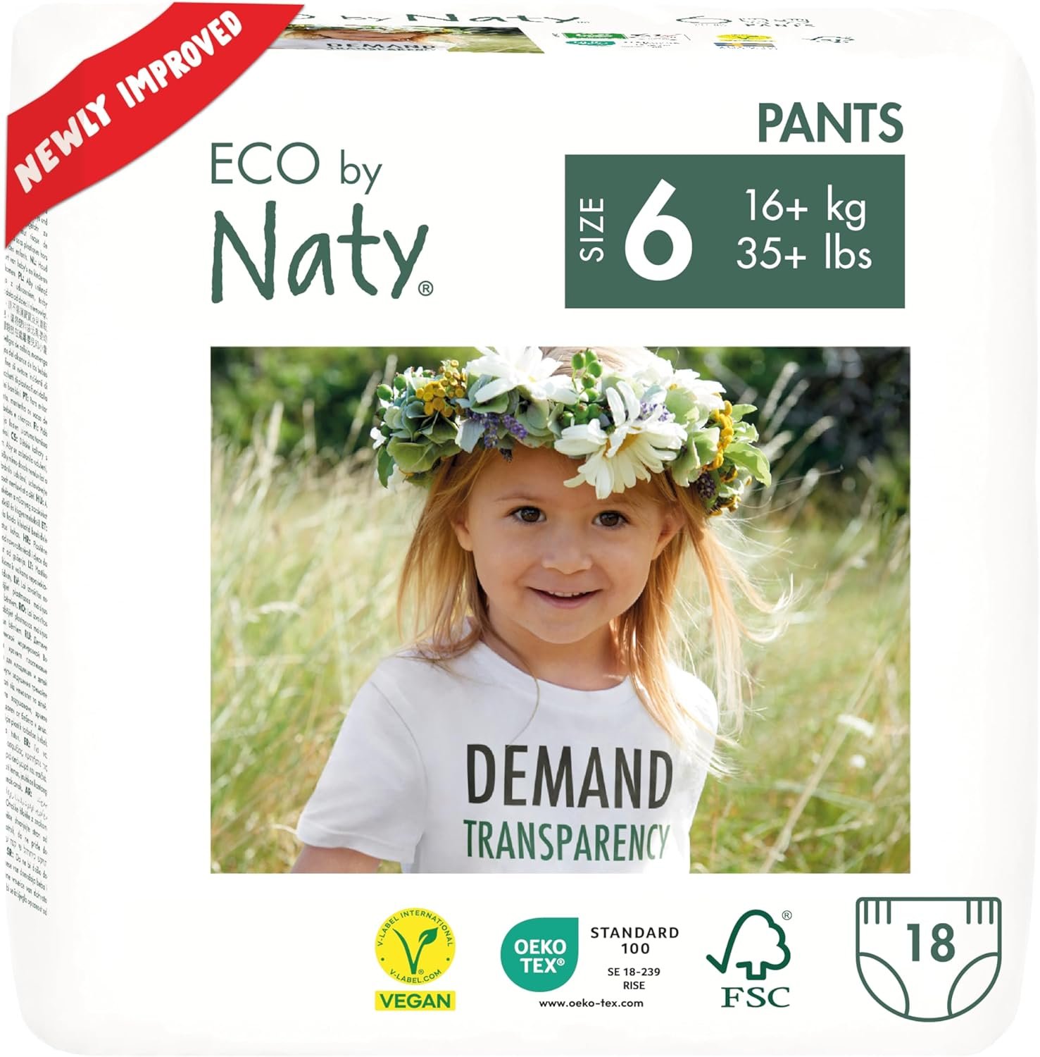 Eco by Naty Pull Ups - Hypoallergenic and Chemical-Free Training Pants, Highly Absorbent and Eco Friendly Pull Ups for Boys and Girls - Size (6) 4T-5T (35+ lbs) – 18 Count