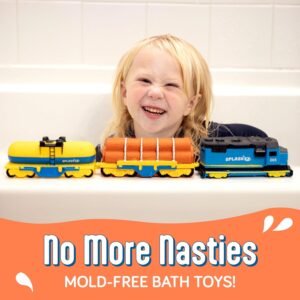 SplashEZ Mold-Free Toddler Bath Toys - No Hole Cargo Train Set for Kids - Image 2