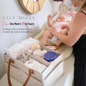 Lily Miles Baby Diaper Caddy Organizer - Neutral Nursery Storage Basket - Image 5