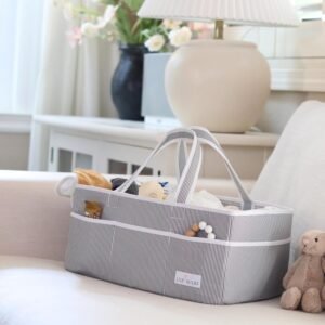 Extra Large Baby Diaper Caddy Organizer Tote - Gray - Nursery Must-Have - Image 7
