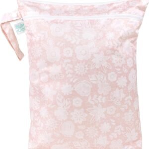 Bumkins Waterproof Wet Dry Bag for Baby, Travel, Swim Suit, Cloth Diapers, Pump Parts, Pool, Gym Clothes, Toiletry, Hook to Stroller, Daycare, Zip Reusable Bag, Wetdry Packing Pouch, Floral Gray