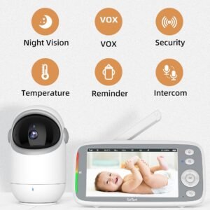 5" HD Baby Monitor with 720P Camera, Pan & Tilt, Night Vision, 2-Way Audio - Image 2
