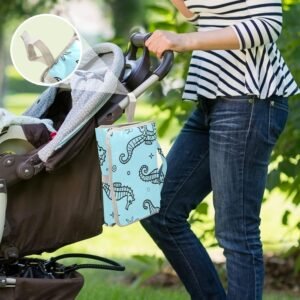 Blue Ocean Seahorse Reusable Diaper Pad with Tissue Pocket & Pillow - Image 6