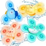 Vanmor Baby Bath Suction Cup Spinner Toys-4Pcs, Spinning Toys for Window, Airplane Car Travel, High Chair, Christmas Birthday Gifts for Toddlers