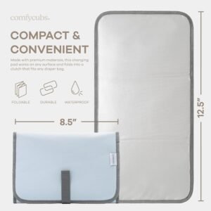 Compact Waterproof Baby Changing Pad with Cushioned Pillow - Travel-Friendly Design (Sea Blue) - Image 3