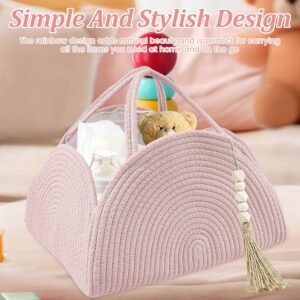 Arc Design Pink Diaper Caddy Basket with Handle & Dividers for Baby - Image 3