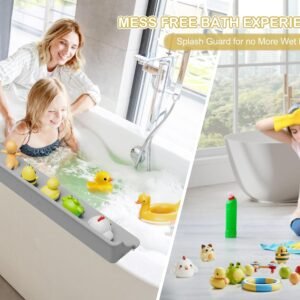 3-Ft Bathtub Splash Guard PlayPad with Suction Cups & Toy Storage - Gray - Image 2