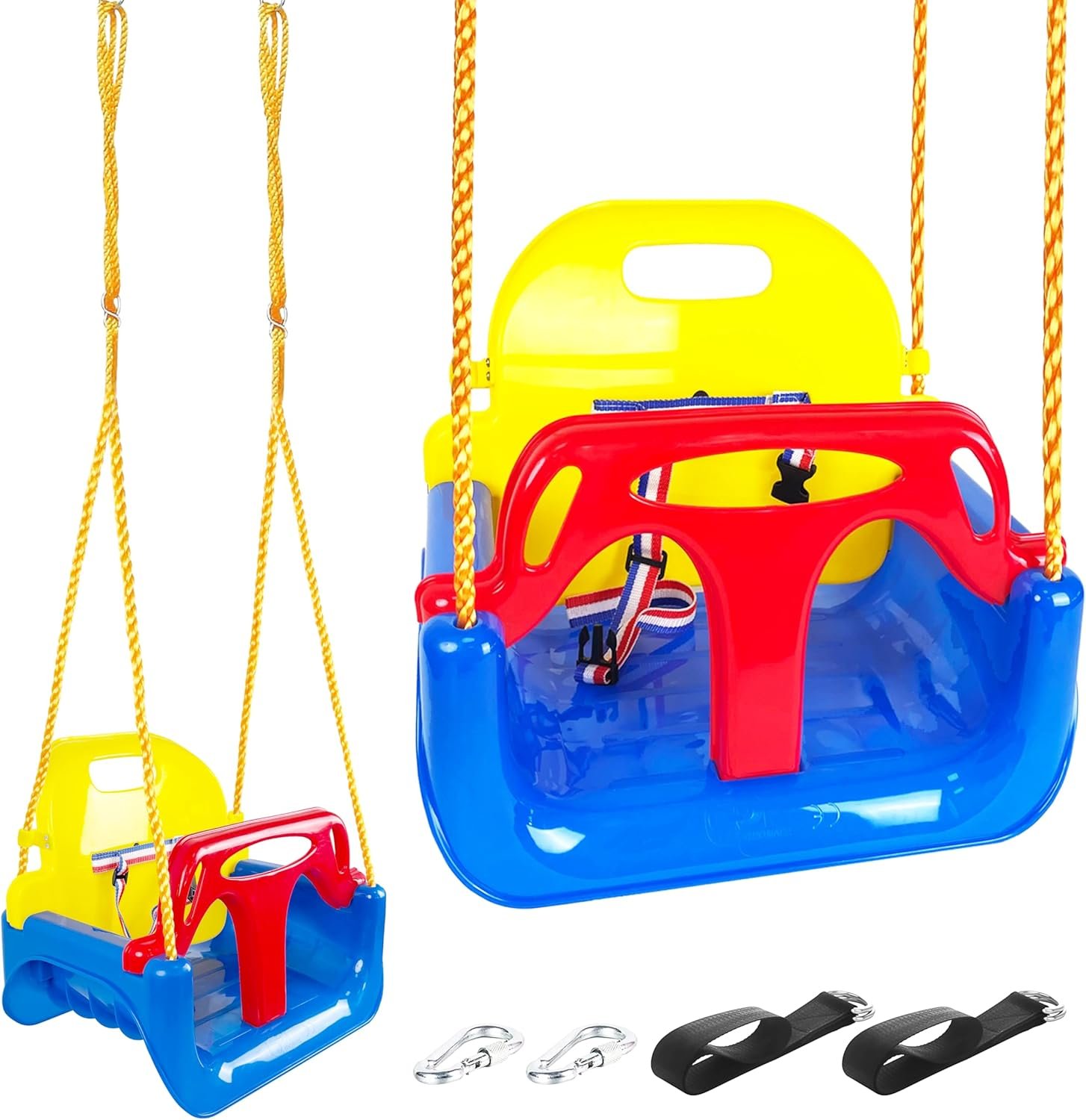 KINSPORY Infant Swing, 3-in-1 Toddler Swing Indoor Outdoor, Secure Detachable Baby Swing Seat with Hanging Straps for Swing Sets Backyard Patio Garden Tree Park Play Equipment (Blue)