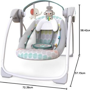 Bright Starts 6-Speed Portable Baby Swing with Music & Toy Bar - Whimsical Wild - Image 17