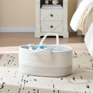 Luxury Baby Diaper Caddy Organizer - Extra Large Cotton Rope Basket for Nursery & Travel, Perfect Baby Shower Gift - Image 4