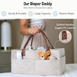 Lily Miles Baby Diaper Caddy Organizer - Neutral Nursery Storage Basket - Image 2
