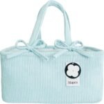 MAPES Canadian Diaper Caddy Organizer - Large Diaper Caddy Basket, Portable Storage for Diapers, Wipes and Baby Stuff, Nursery Organizer Tote Bag, Best Gift for Baby Shower – Light Blue