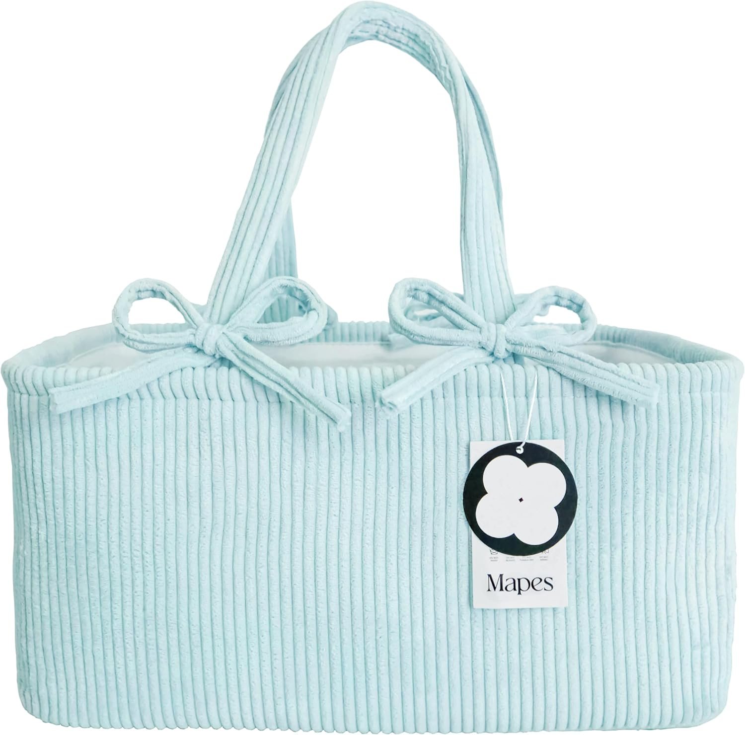 MAPES Canadian Diaper Caddy Organizer - Large Diaper Caddy Basket, Portable Storage for Diapers, Wipes and Baby Stuff, Nursery Organizer Tote Bag, Best Gift for Baby Shower – Light Blue