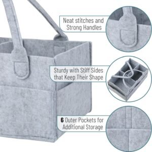 Baby Diaper Caddy Organizer - Large Grey Car & Nursery Storage Solution - Image 3