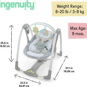 5-Speed Portable Baby Swing with Music & Nature Sounds - Ingenuity Hugs & Hoots - Image 5