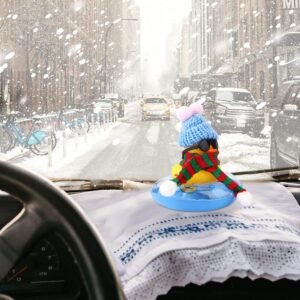 Winter Style Rubber Duck Car Ornament - KINBOM Dashboard Décor (Blue Hat) - Image 5