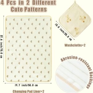 4Pcs Waterproof Muslin Baby Changing Pad Liners & Washcloth Set - Leak-Proof, Washable, 27.6” X 19.7” - Image 2