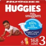 Huggies Size 3 Diapers, Little Snugglers Baby Diapers, Size 3 (16-28 lbs), 168 Count (6 Packs of 28), Packaging May Vary
