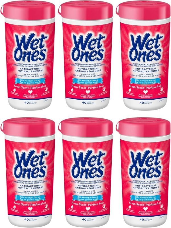 Value Pack of 6 Wet Ones Antibacterial Wipes