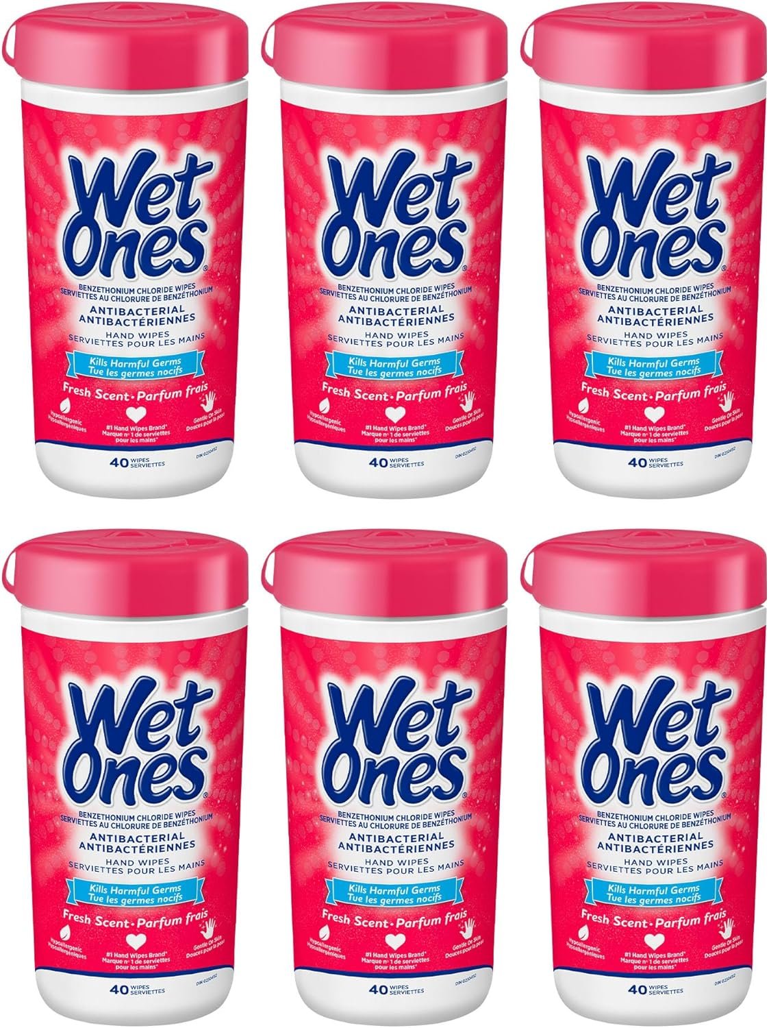 Value Pack of 6 Wet Ones Antibacterial Wipes