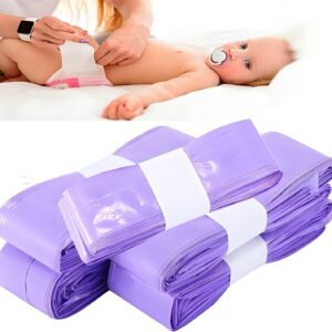 12 Pack Diaper Pail Refill Bags | Compatible with Diaper Genie, Angelcare, Tommee Tippee Sangenic | Disposable Plastic Bags for Nappy Bin & Diaper Disposal System (12 Count) (Purple 12 bags)