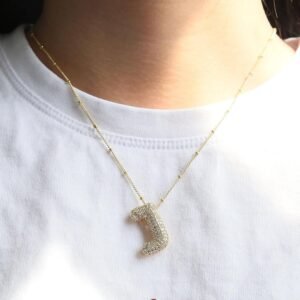 14K Gold Plated Bubble Letter Necklace | Dainty Initial Pendant Jewelry - Image 9