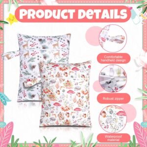 Guiqulai 2-Pack Waterproof Wet Dry Diaper Bag with Zipper Pockets (11.8x15.75) - Image 3